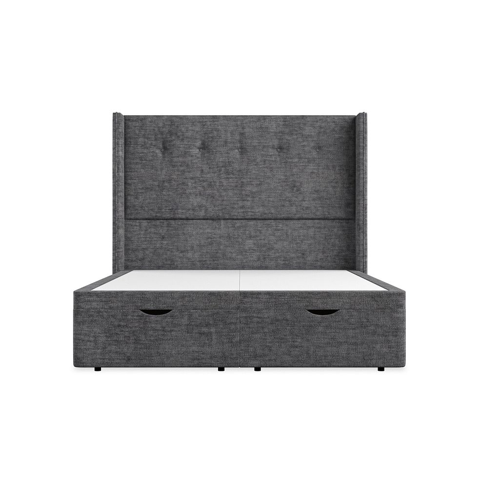 Kent King-Size Storage Ottoman Bed with Winged Headboard in Brooklyn Fabric - Asteroid Grey 4
