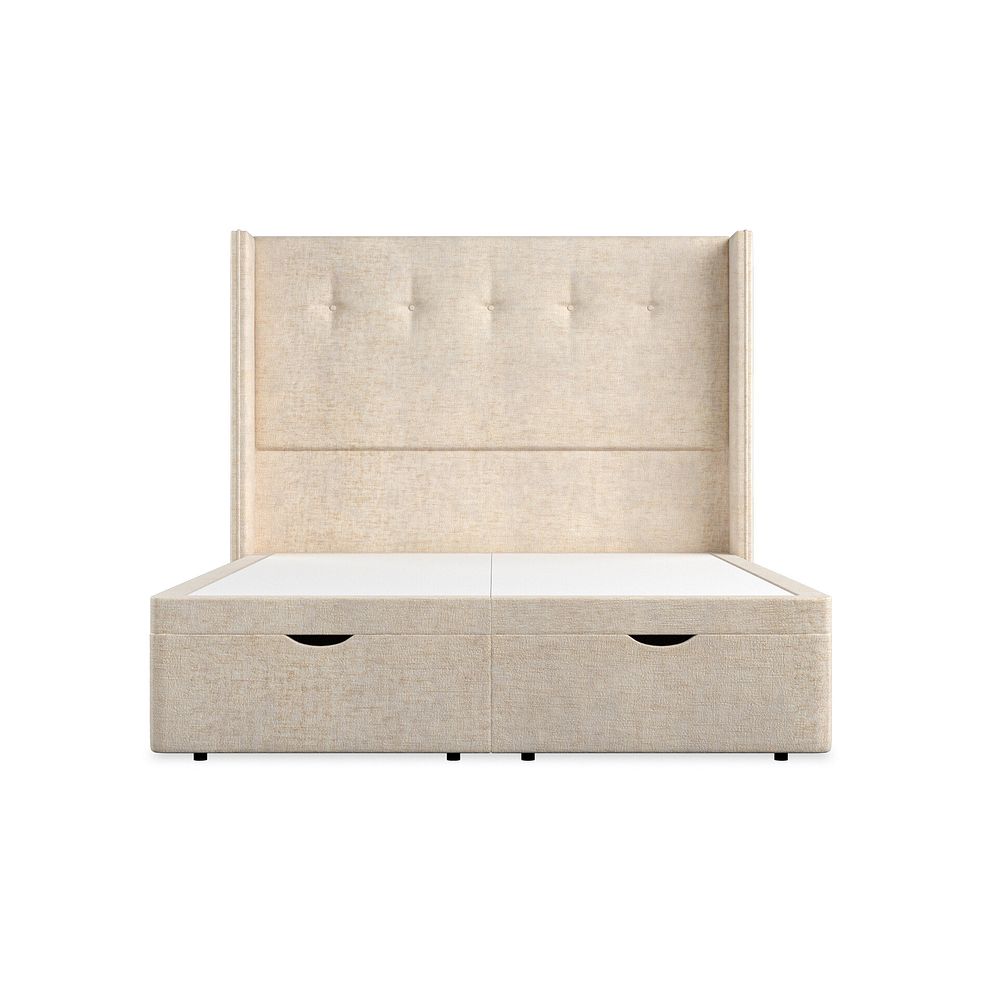 Kent King-Size Storage Ottoman Bed with Winged Headboard in Brooklyn Fabric - Eggshell 4