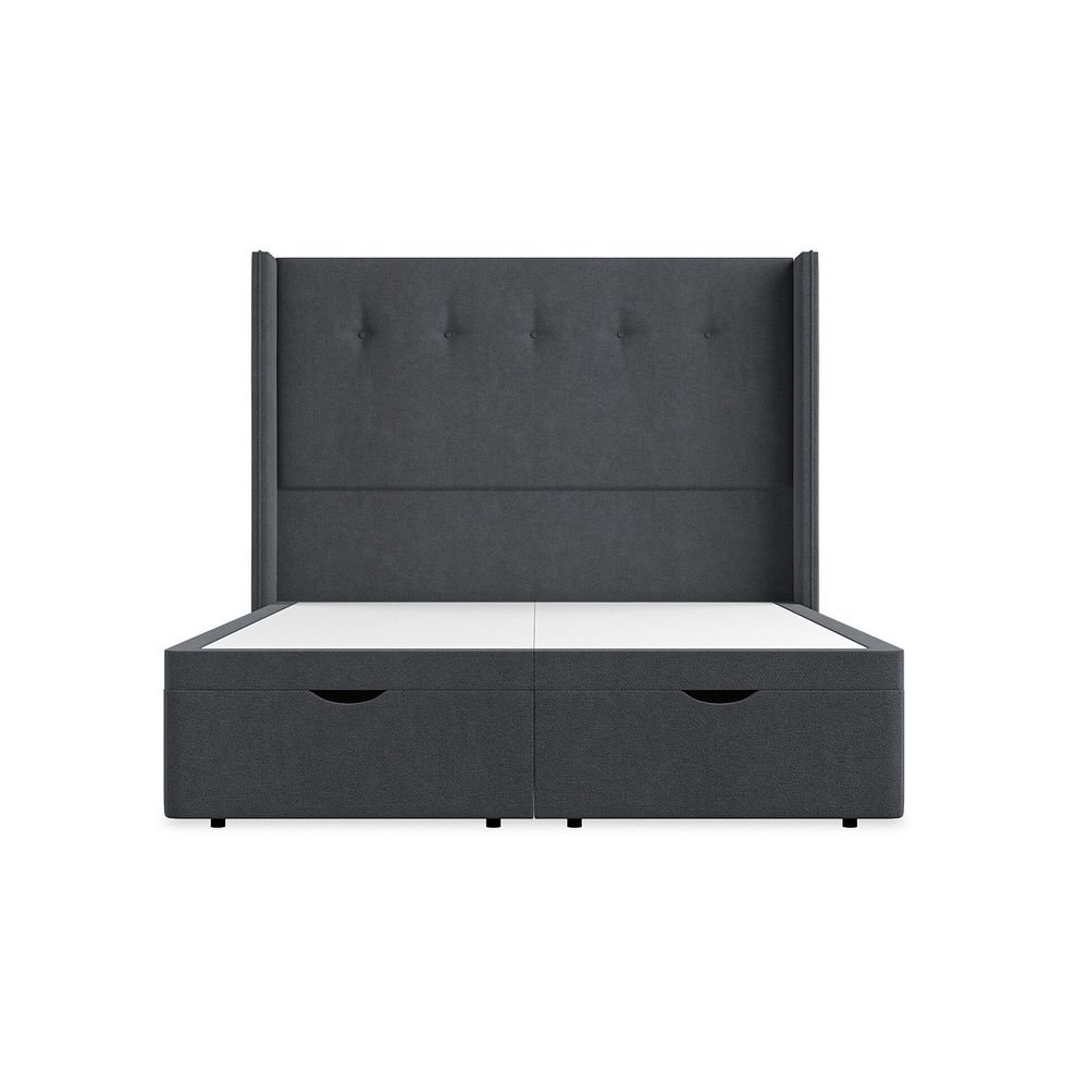 Kent King-Size Storage Ottoman Bed with Winged Headboard in Venice Fabric - Anthracite 4
