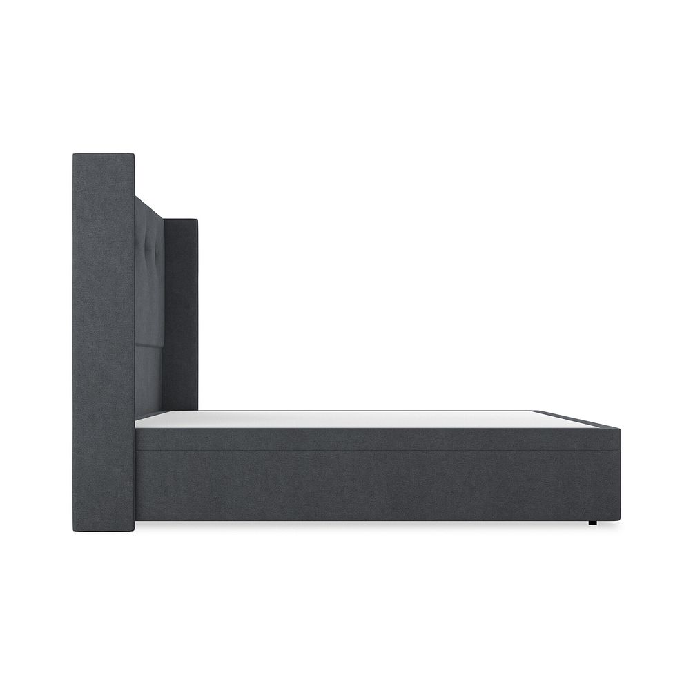 Kent King-Size Storage Ottoman Bed with Winged Headboard in Venice Fabric - Anthracite Thumbnail 5