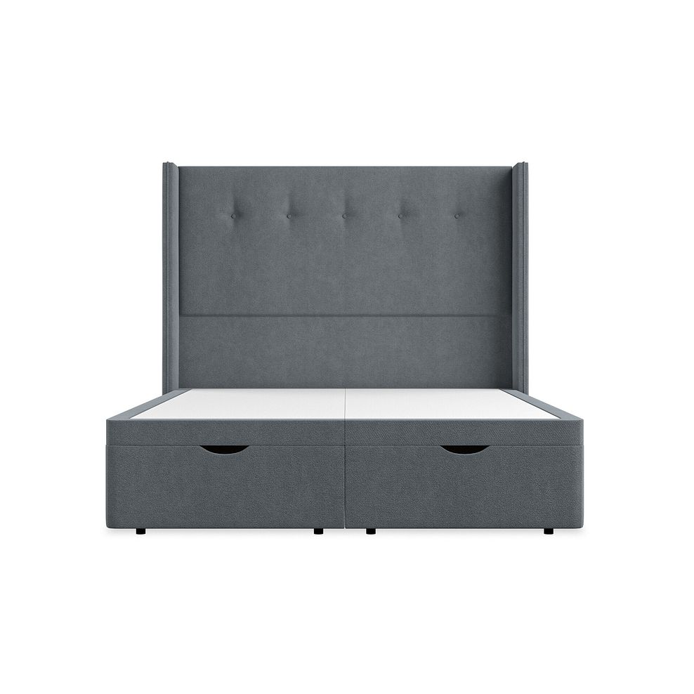 Kent King-Size Storage Ottoman Bed with Winged Headboard in Venice Fabric - Graphite 4