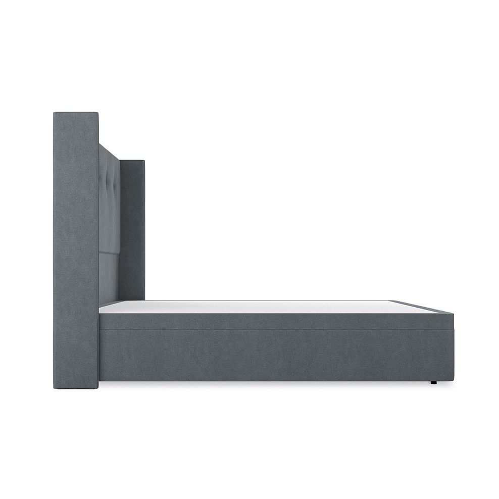 Kent King-Size Storage Ottoman Bed with Winged Headboard in Venice Fabric - Graphite 5