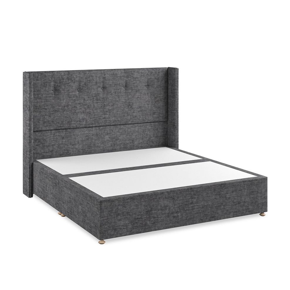 Kent Super King-Size 2 Drawer Divan Bed with Winged Headboard in Brooklyn Fabric - Asteroid Grey 2