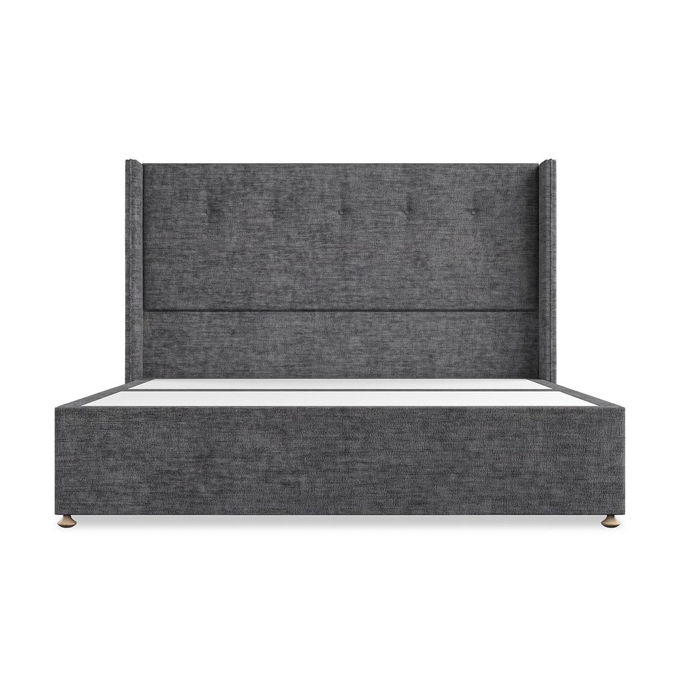 Kent Super King-Size 2 Drawer Divan Bed with Winged Headboard in Brooklyn Fabric - Asteroid Grey 3