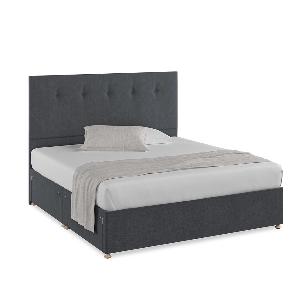 Kent Super King-Size 4 Drawer Divan Bed in Venice Fabric - Anthracite