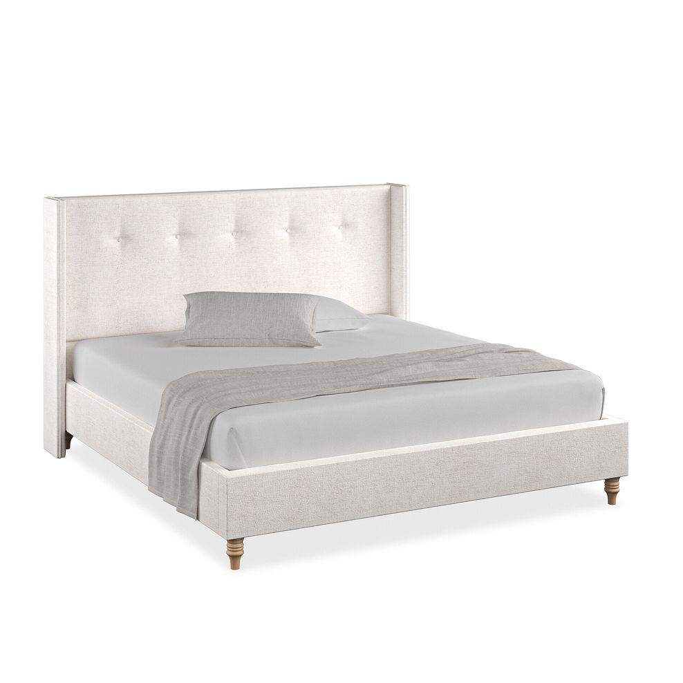 Kent Super King-Size Bed with Winged Headboard in Brooklyn Fabric - Lace White 1