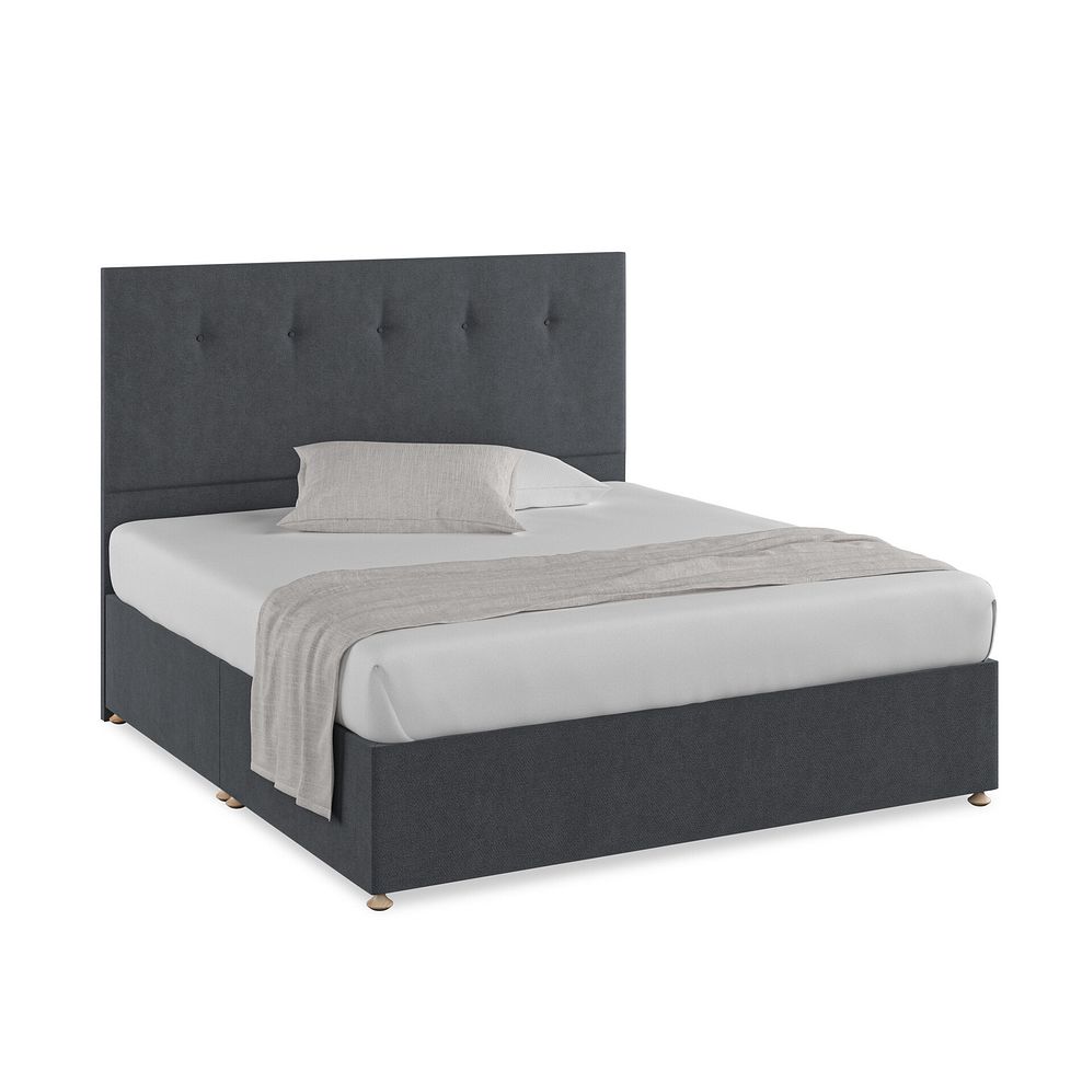 Kent Super King-Size Divan Bed in Venice Fabric - Anthracite 1