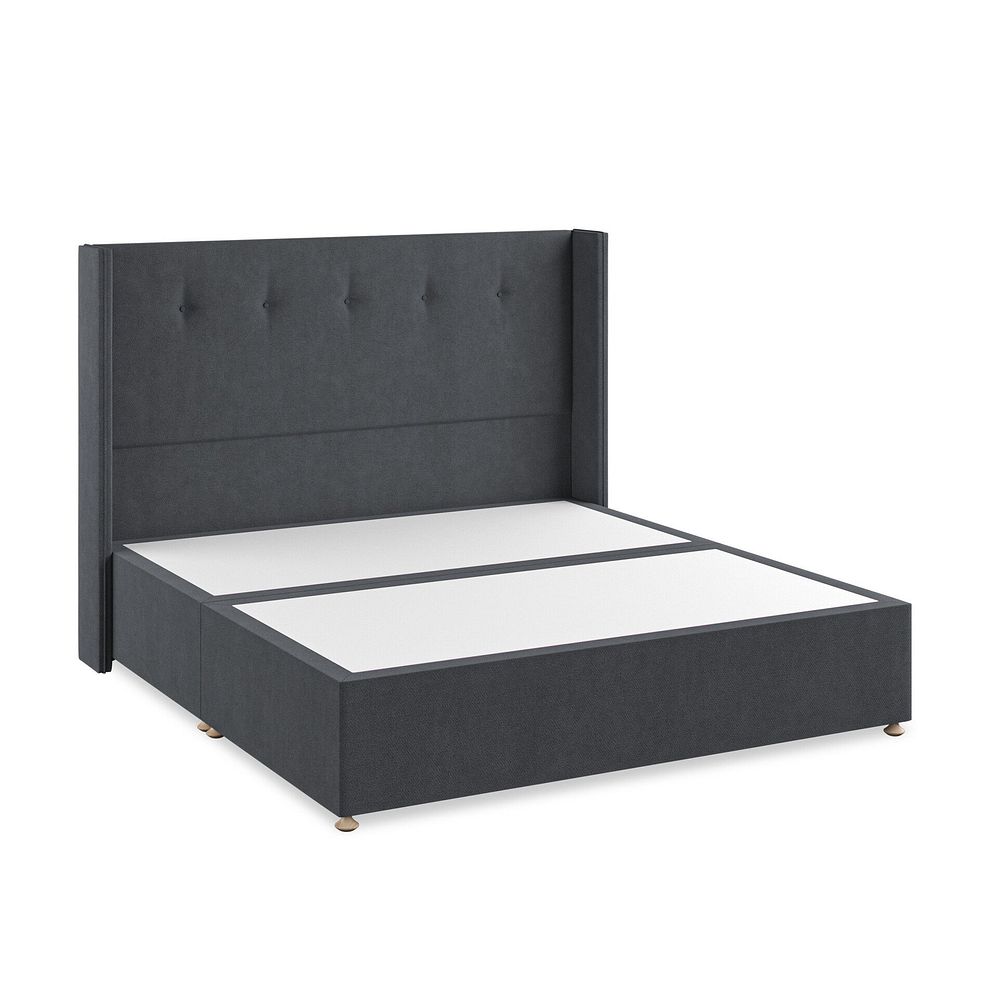 Kent Super King-Size Divan Bed with Winged Headboard in Venice Fabric - Anthracite Thumbnail 2