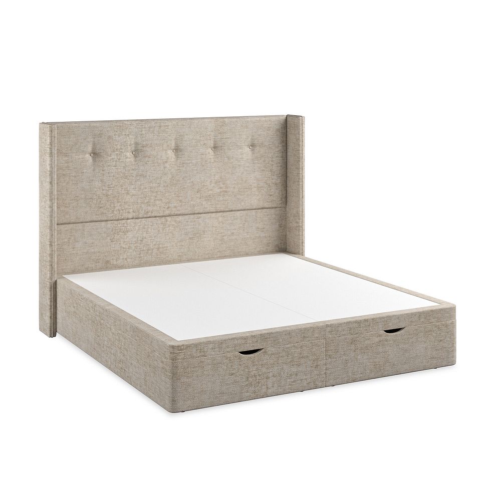 Kent Super King-Size Storage Ottoman Bed with Winged Headboard in Brooklyn Fabric - Quill Grey 2