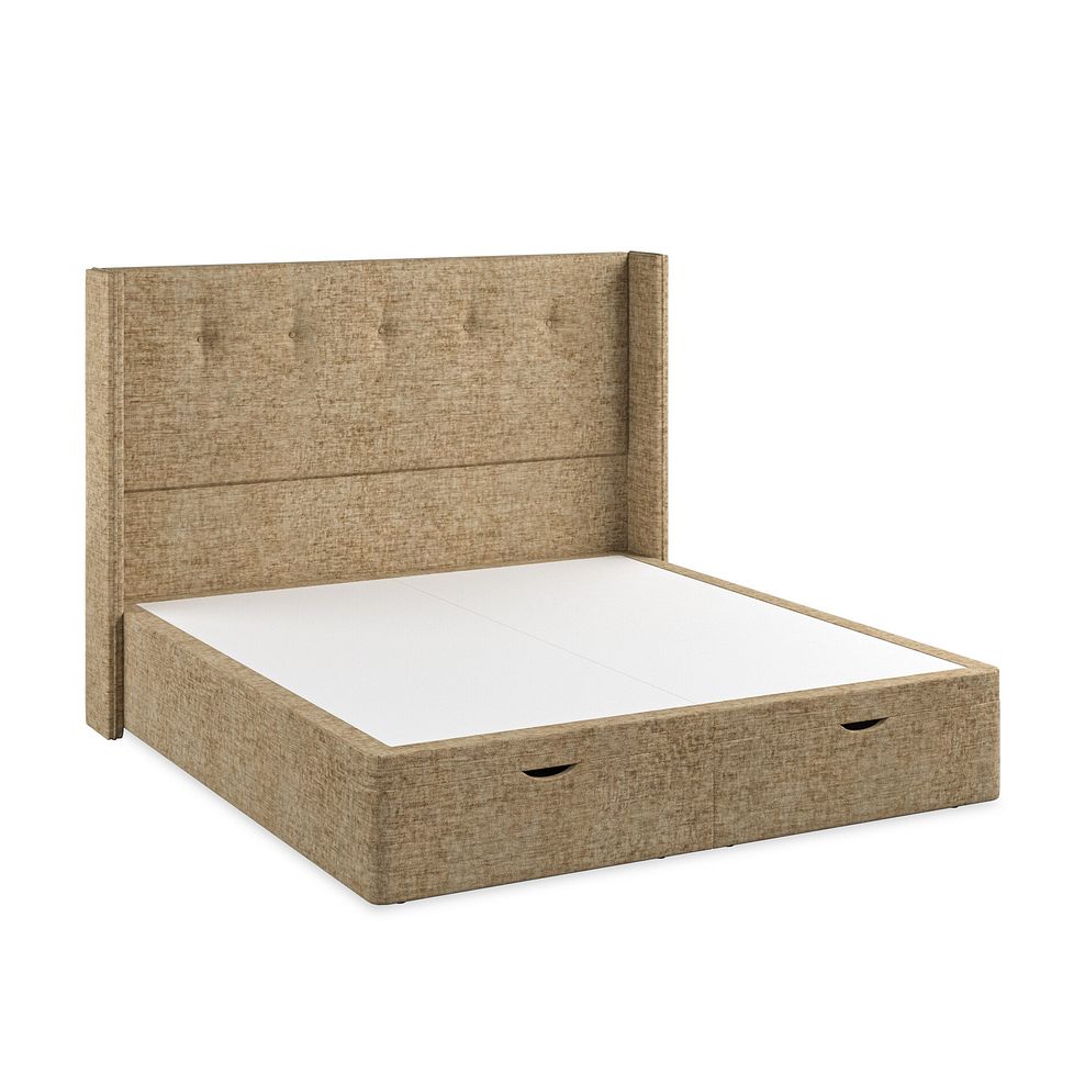 Kent Super King-Size Storage Ottoman Bed with Winged Headboard in Brooklyn Fabric - Saturn Mink 2