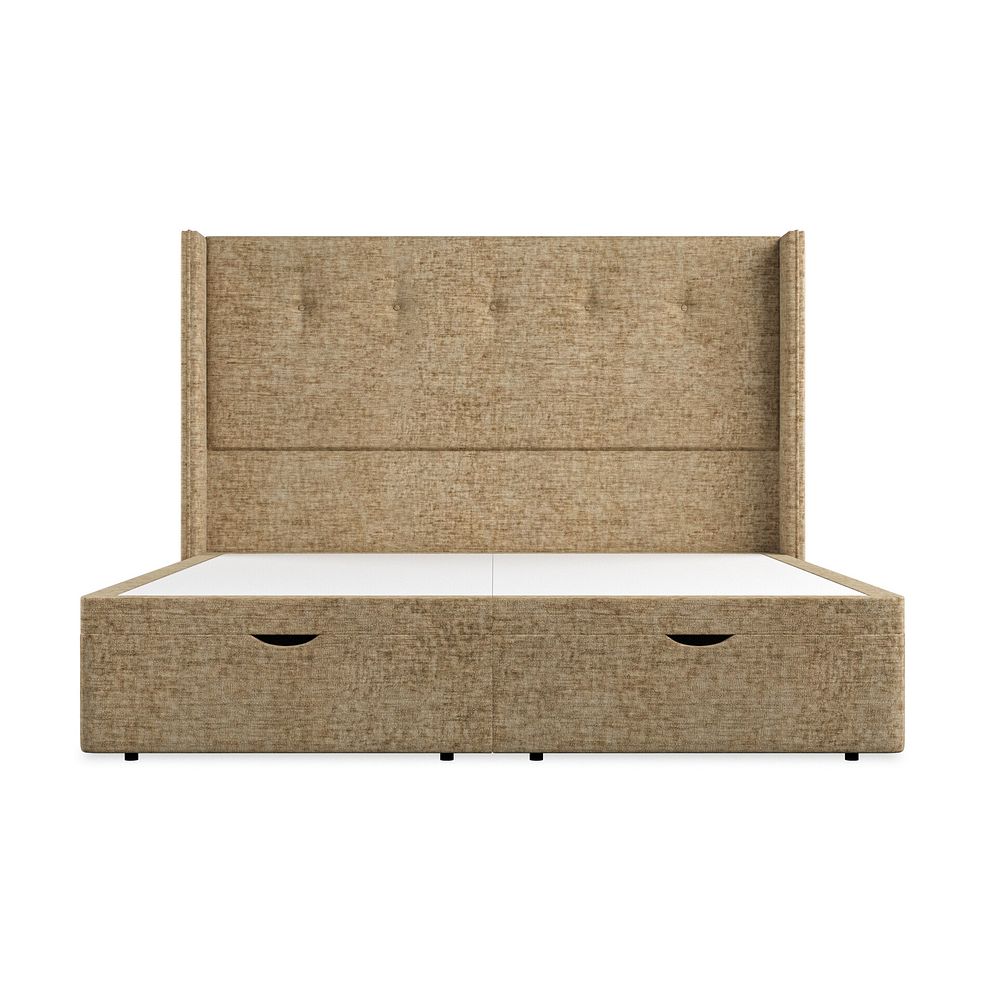 Kent Super King-Size Storage Ottoman Bed with Winged Headboard in Brooklyn Fabric - Saturn Mink 4