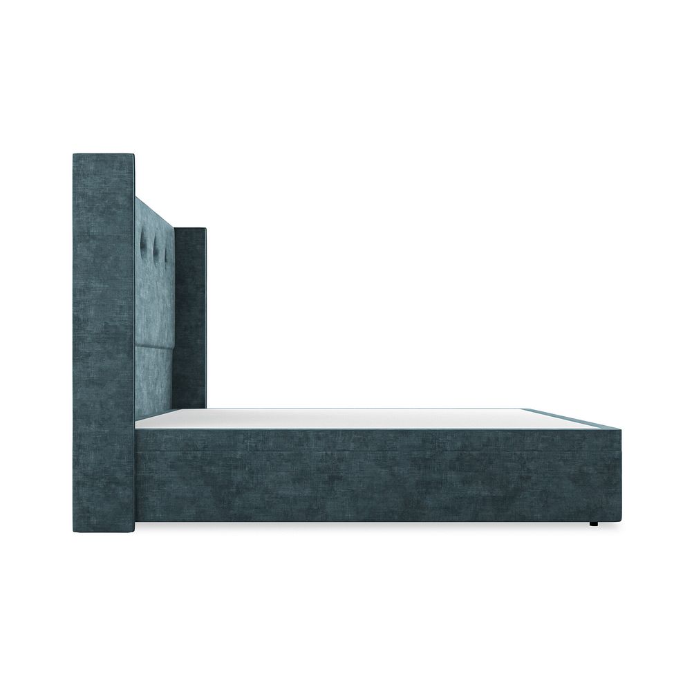 Kent Super King-Size Storage Ottoman Bed with Winged Headboard in Heritage Velvet - Airforce 5