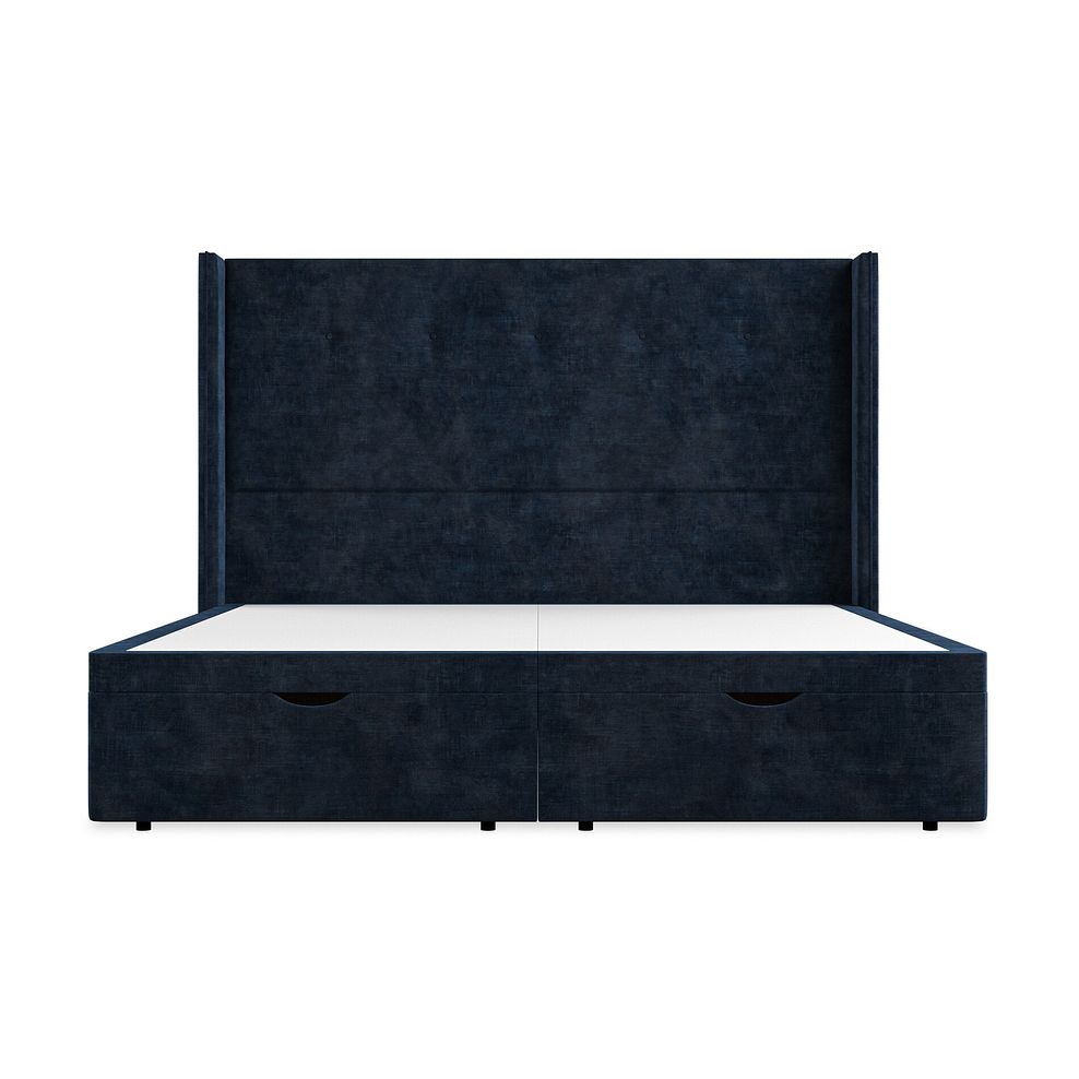Kent Super King-Size Storage Ottoman Bed with Winged Headboard in Heritage Velvet - Royal Blue 4