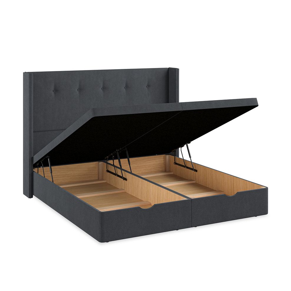 Kent Super King-Size Storage Ottoman Bed with Winged Headboard in Venice Fabric - Anthracite 3