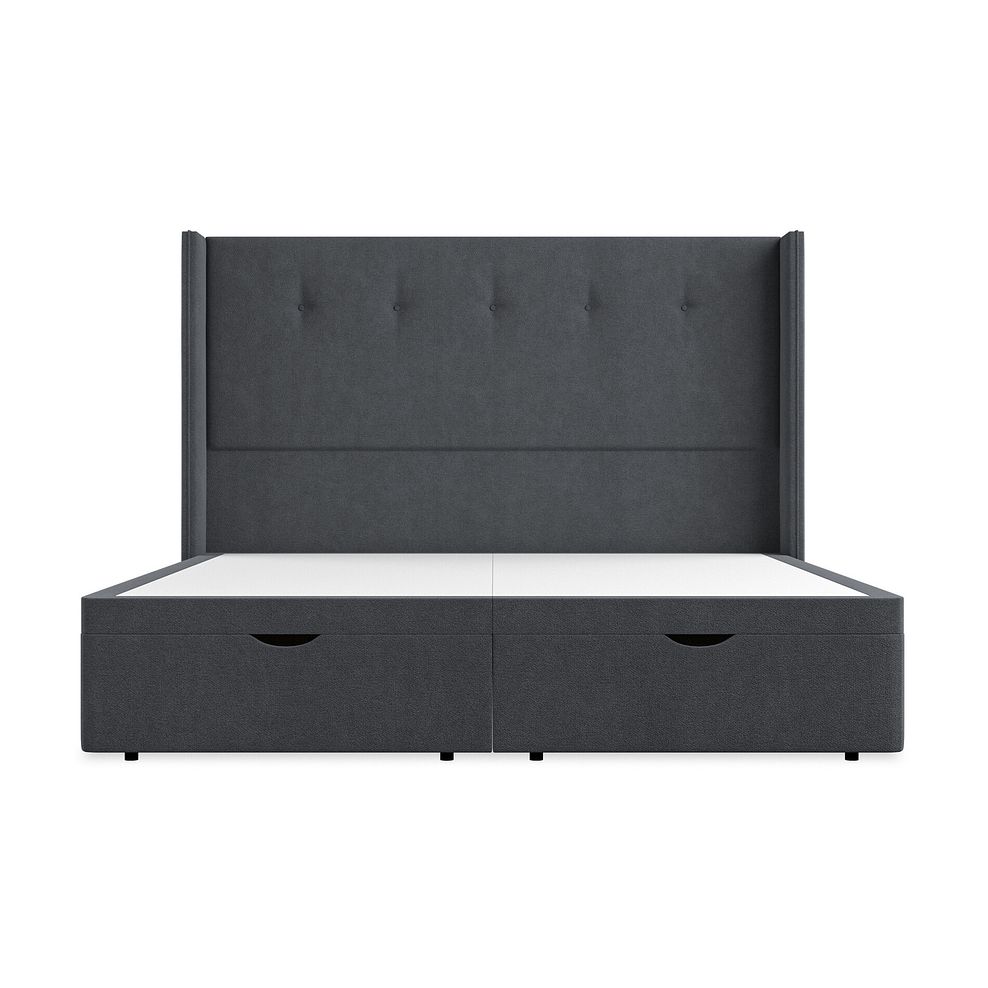 Kent Super King-Size Storage Ottoman Bed with Winged Headboard in Venice Fabric - Anthracite 4