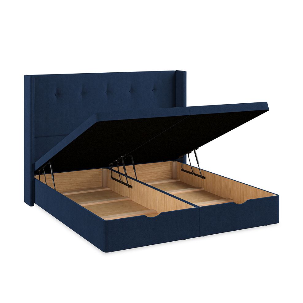 Kent Super King-Size Storage Ottoman Bed with Winged Headboard in Venice Fabric - Marine 3