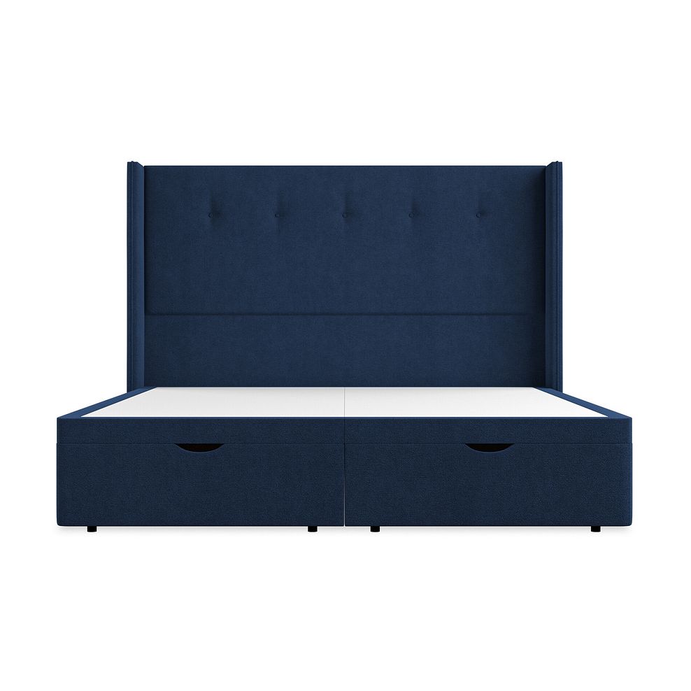 Kent Super King-Size Storage Ottoman Bed with Winged Headboard in Venice Fabric - Marine 4