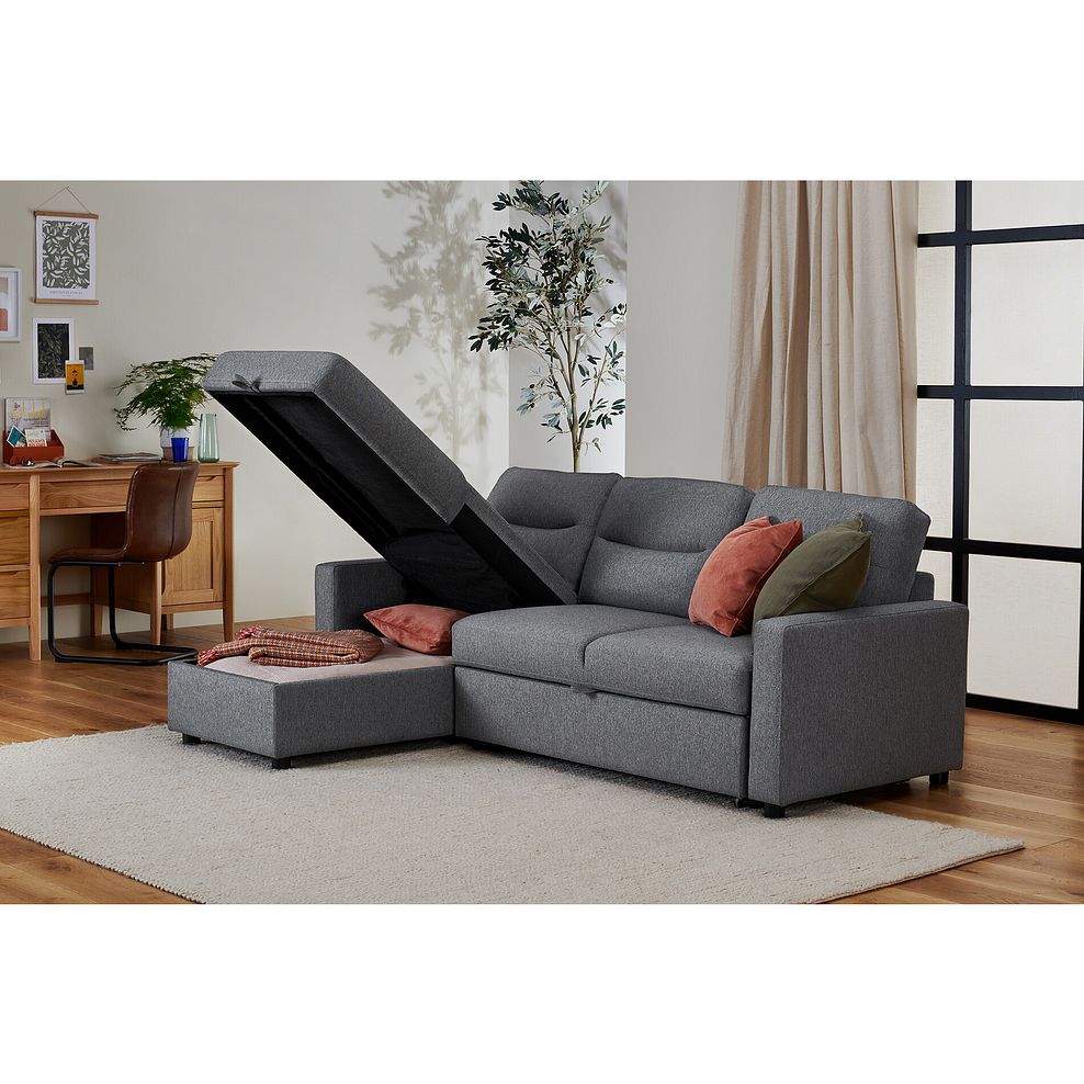 Kip 3 Seater Chaise Sofa Bed in Charcoal Fabric Thumbnail 3