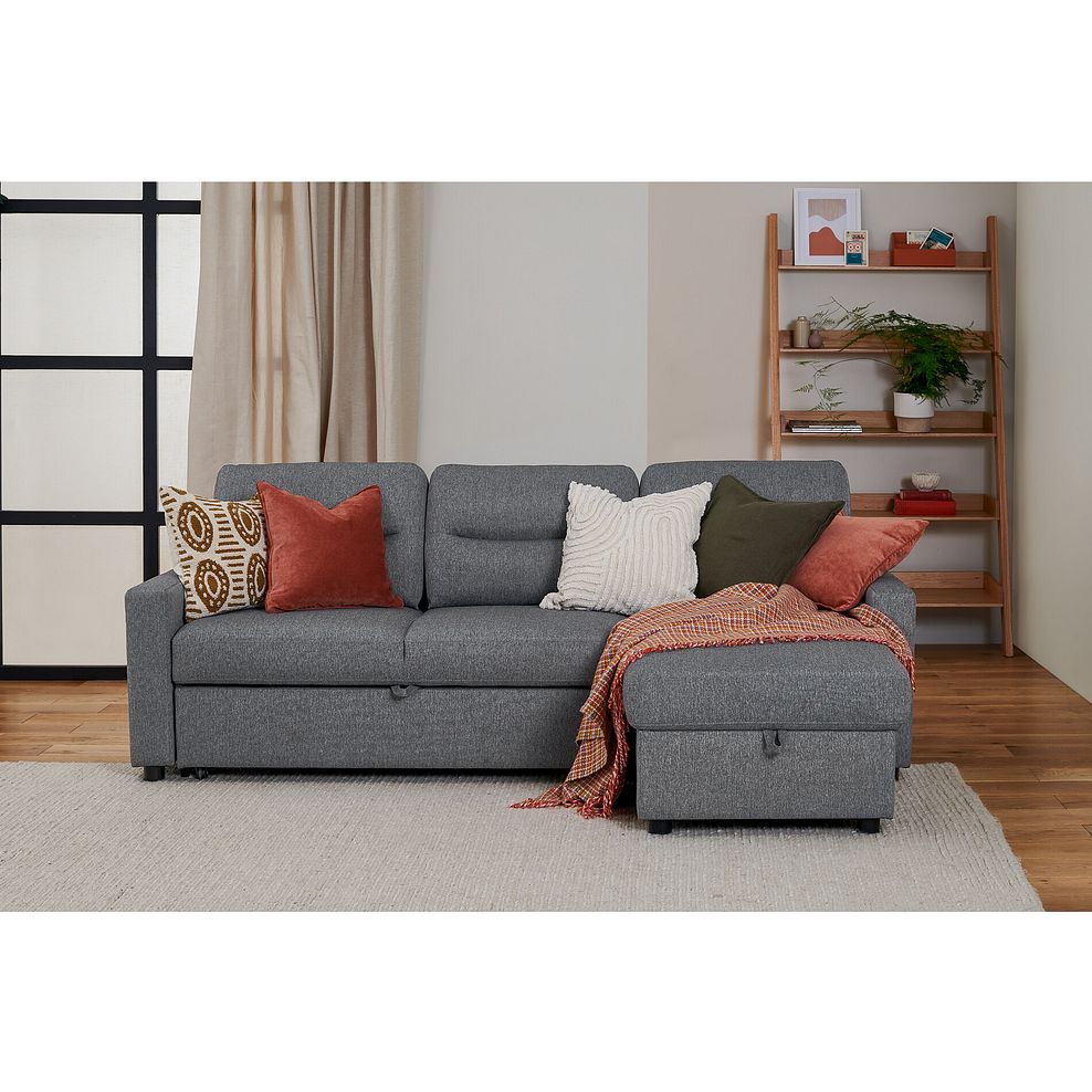 Kip 3 Seater Chaise Sofa Bed in Charcoal Fabric 2