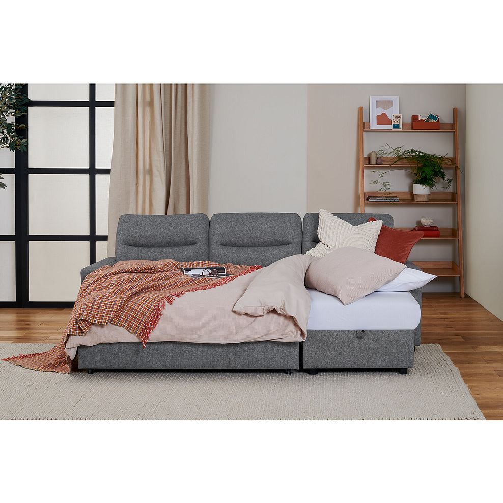 Kip 3 Seater Chaise Sofa Bed in Charcoal Fabric 3