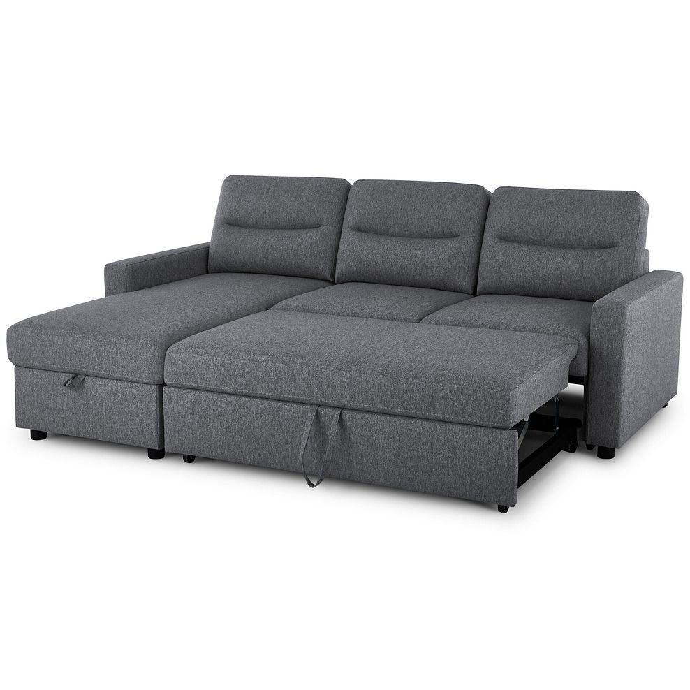 Kip 3 Seater Chaise Sofa Bed in Charcoal Fabric 7