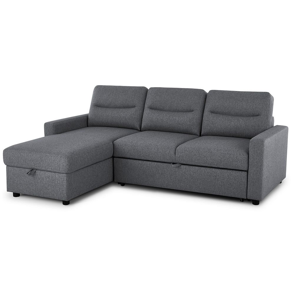 Kip 3 Seater Chaise Sofa Bed in Charcoal Fabric