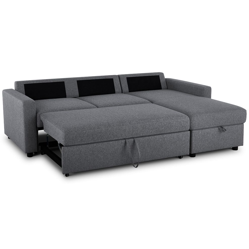 Kip 3 Seater Chaise Sofa Bed in Charcoal Fabric 8