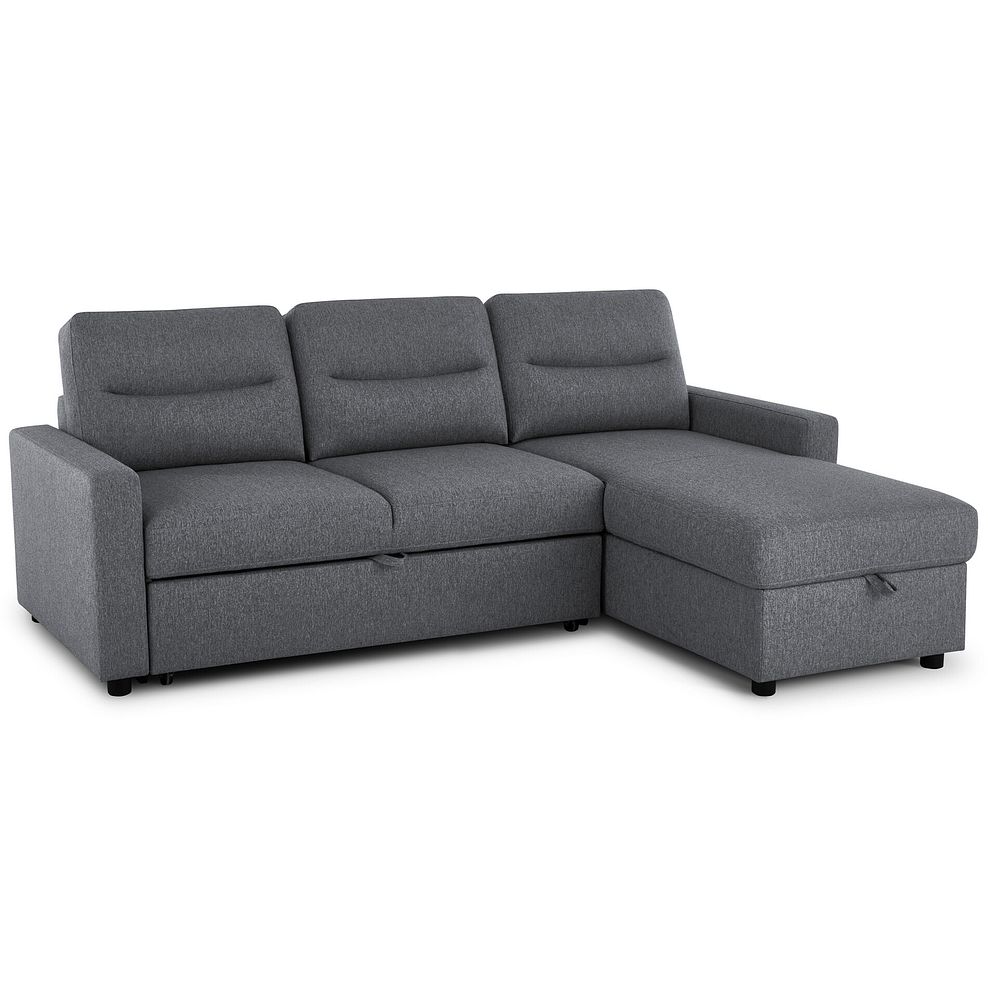 Kip 3 Seater Chaise Sofa Bed in Charcoal Fabric 5