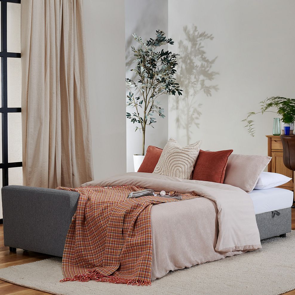 Kip 3 Seater Chaise Sofa Bed in Charcoal Fabric 2