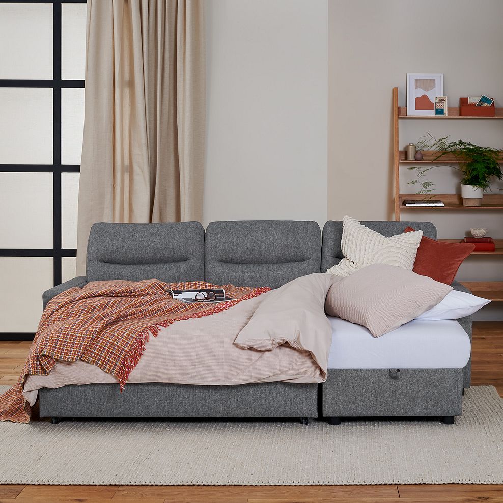 Kip 3 Seater Chaise Sofa Bed in Charcoal Fabric 6