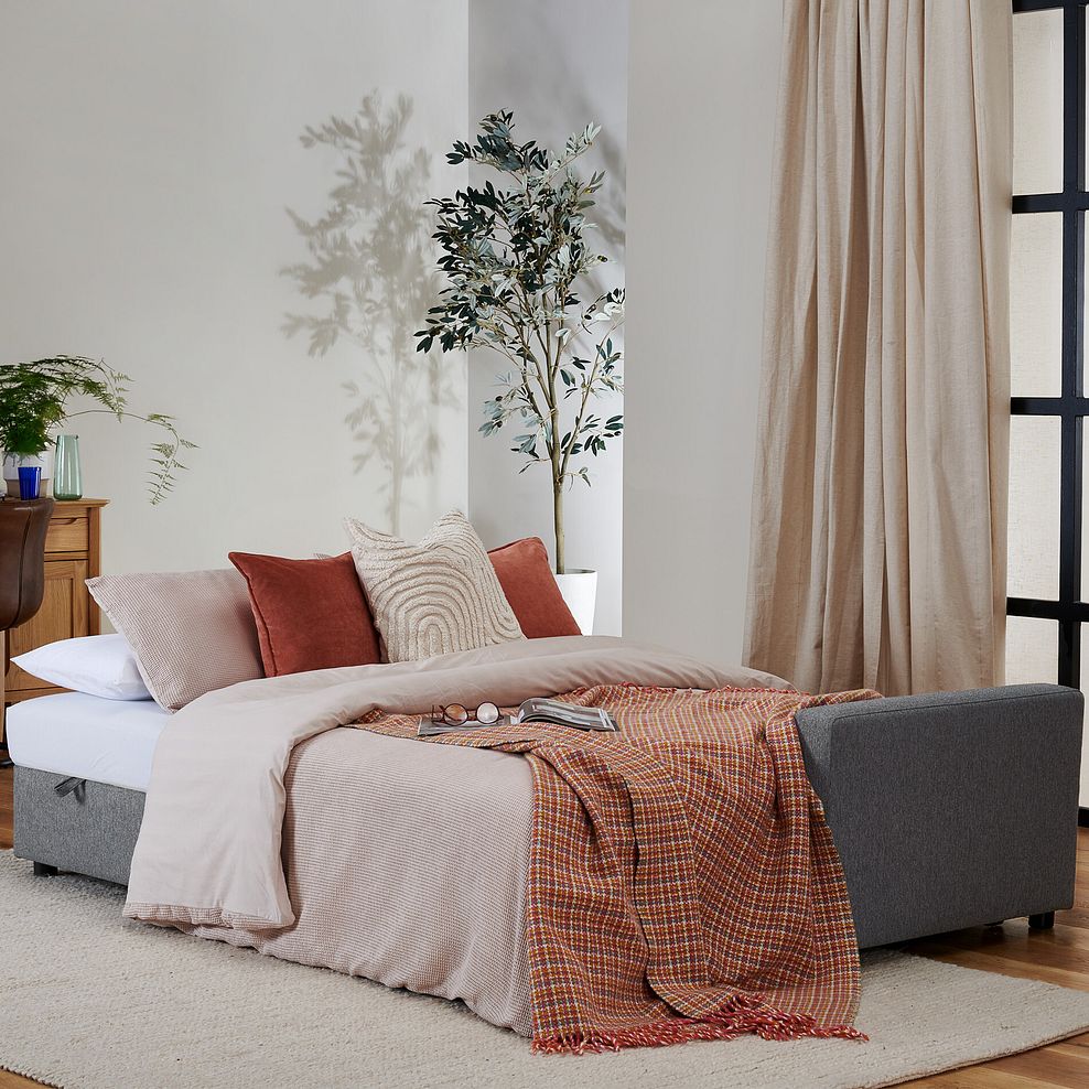 Kip 3 Seater Chaise Sofa Bed in Charcoal Fabric 2