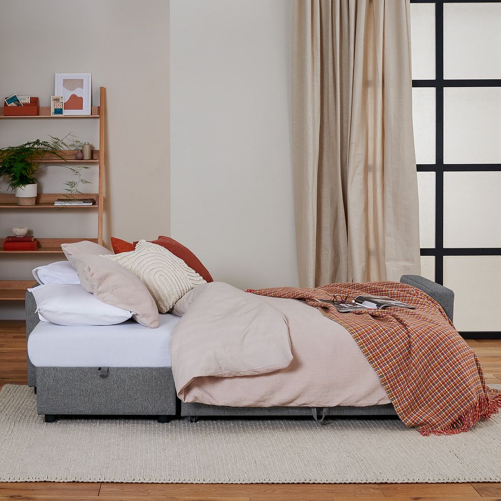 Kip 3 Seater Chaise Sofa Bed in Charcoal Fabric 7