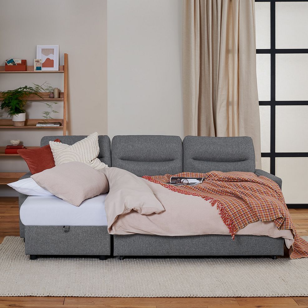 Kip 3 Seater Chaise Sofa Bed in Charcoal Fabric 6