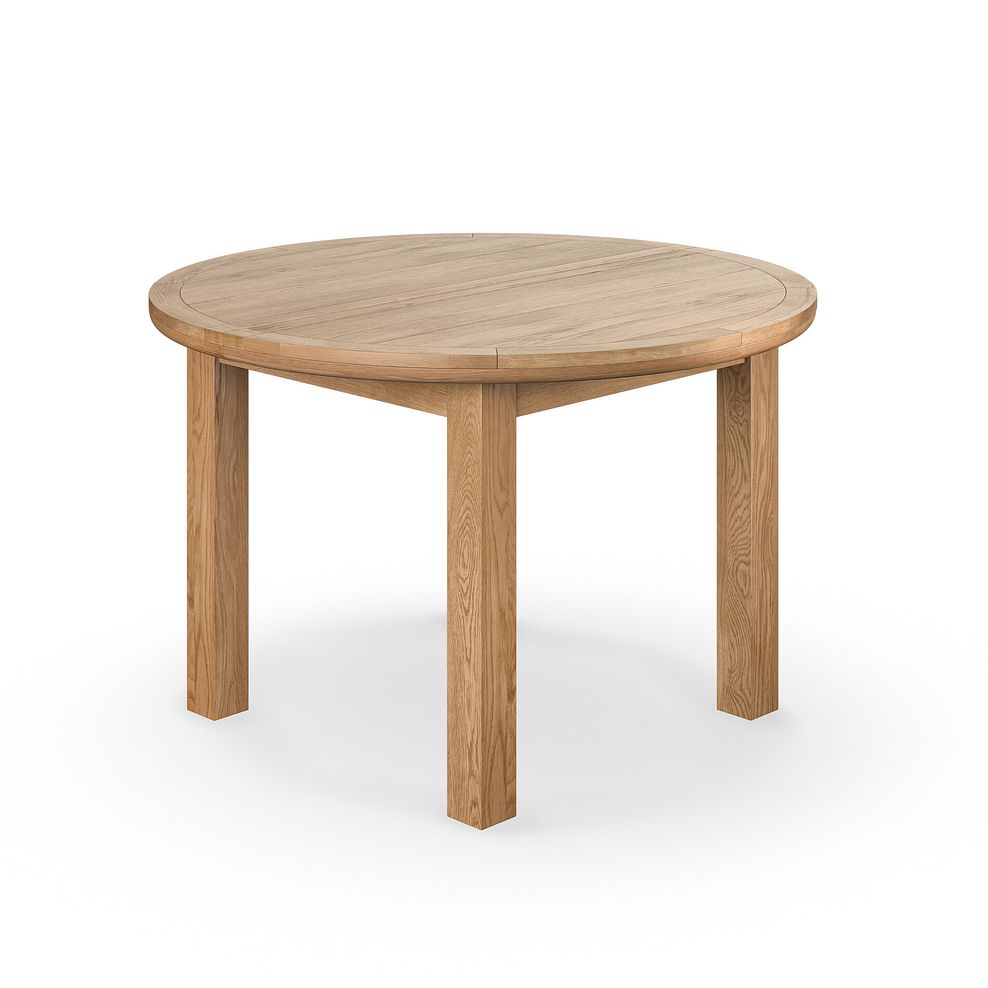 Knightsbridge Natural Oak Round Extending Dining Table + 4 Upholstered Curve Back Plain Truffle Fabric Chair with Solid Oak Legs 4