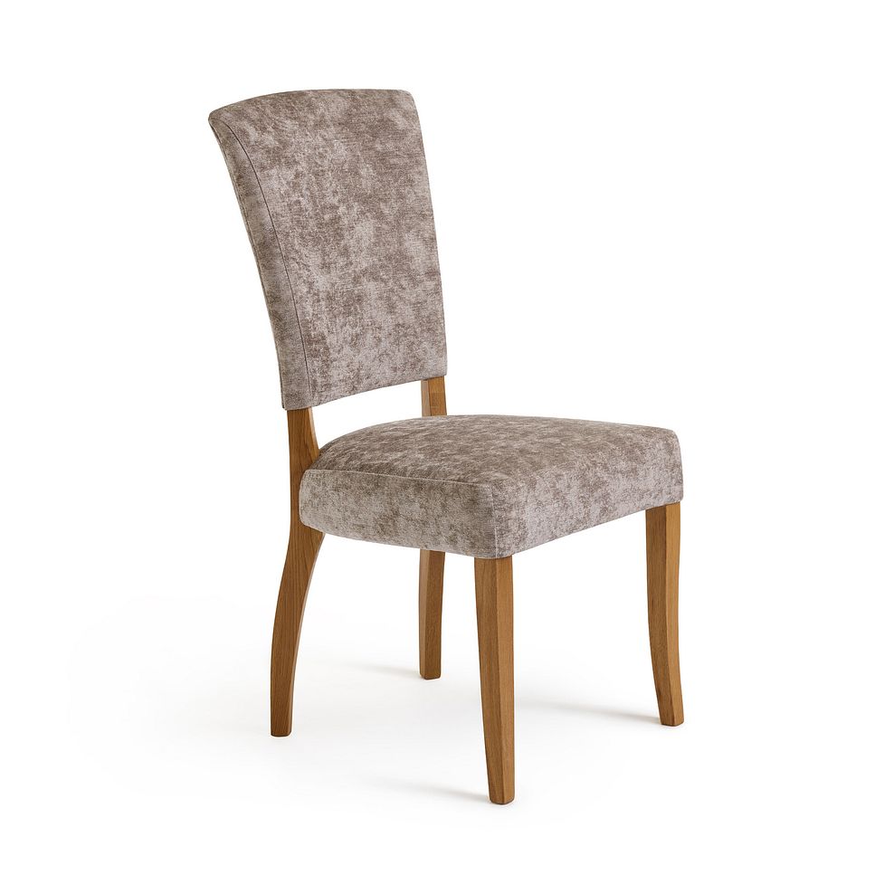 Knightsbridge Natural Oak Round Extending Dining Table + 4 Upholstered Curve Back Plain Truffle Fabric Chair with Solid Oak Legs 2