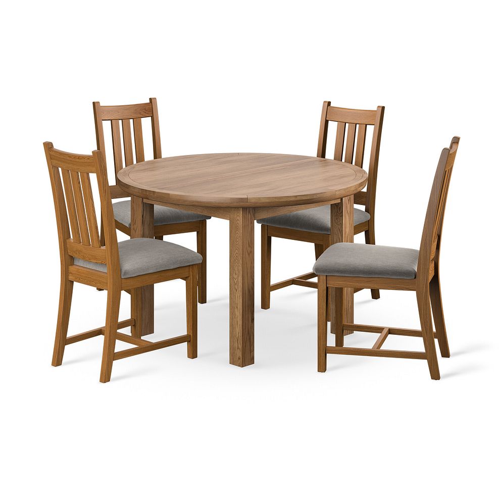 Knightsbridge Rustic Extending Dining Table and 4 Classic Rustic Oak Chair with Verona Mocha Fabric 1