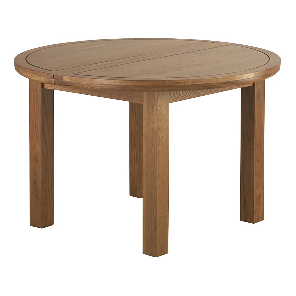Knightsbridge Rustic Extending Dining Table and 4 Linear Rustic Oak Chair with Dappled Beige Fabric 2