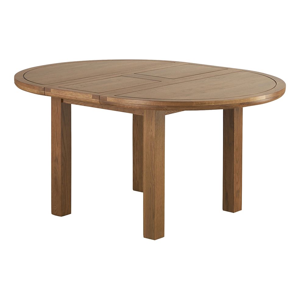 Knightsbridge Rustic Extending Dining Table and 4 Linear Rustic Oak Chair with Dappled Beige Fabric 3