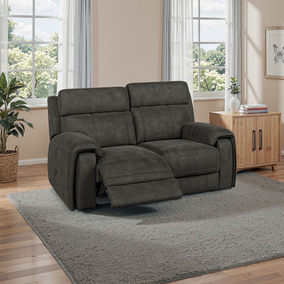 Leo 2 Seater Recliner Sofa in Billy Joe Grey Fabric 1