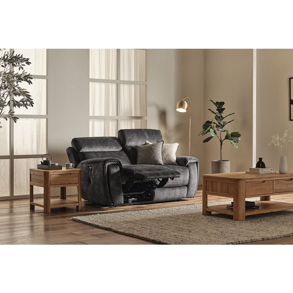 Leo 2 Seater Recliner Sofa in Descent Charcoal Fabric 2