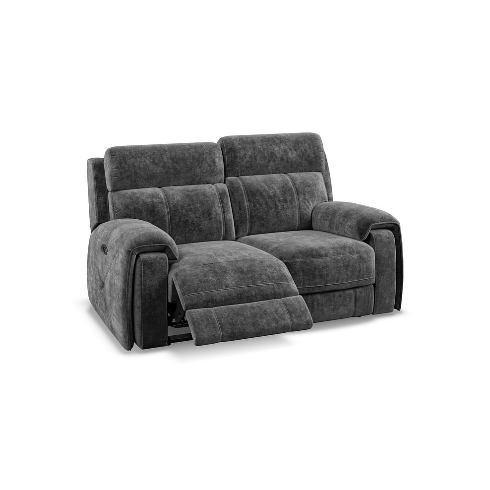 Leo 2 Seater Recliner Sofa in Descent Charcoal Fabric Thumbnail 4