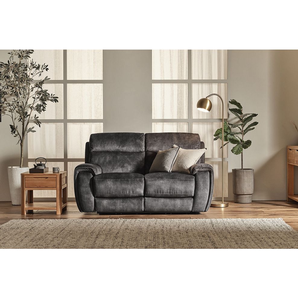 Leo 2 Seater Recliner Sofa in Descent Charcoal Fabric 2