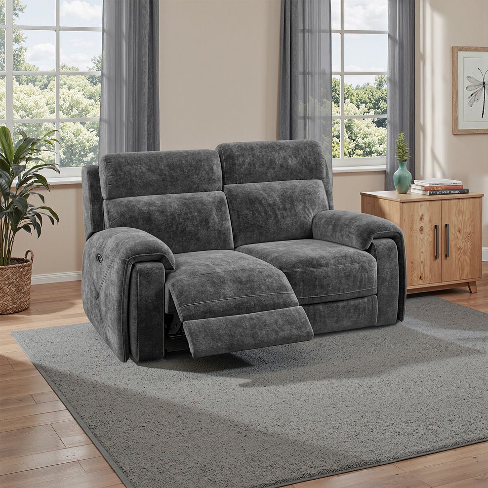 Leo 2 Seater Recliner Sofa in Descent Charcoal Fabric 15