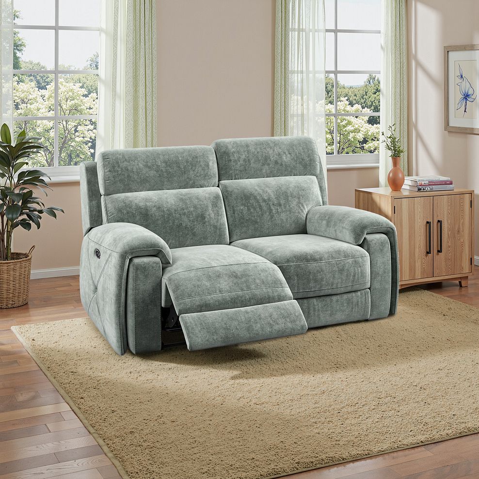Leo 2 Seater Recliner Sofa in Descent Pewter Fabric 1