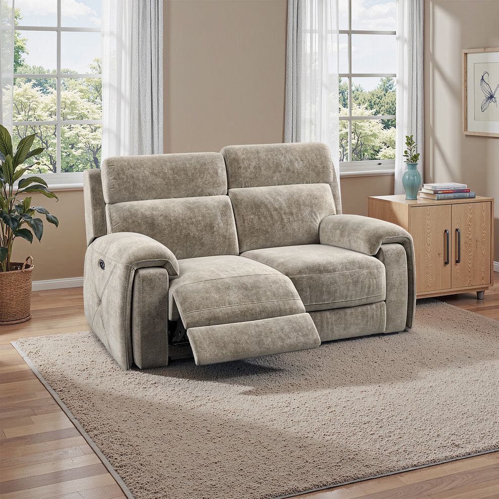 Leo 2 Seater Recliner Sofa in Descent Taupe Fabric 1