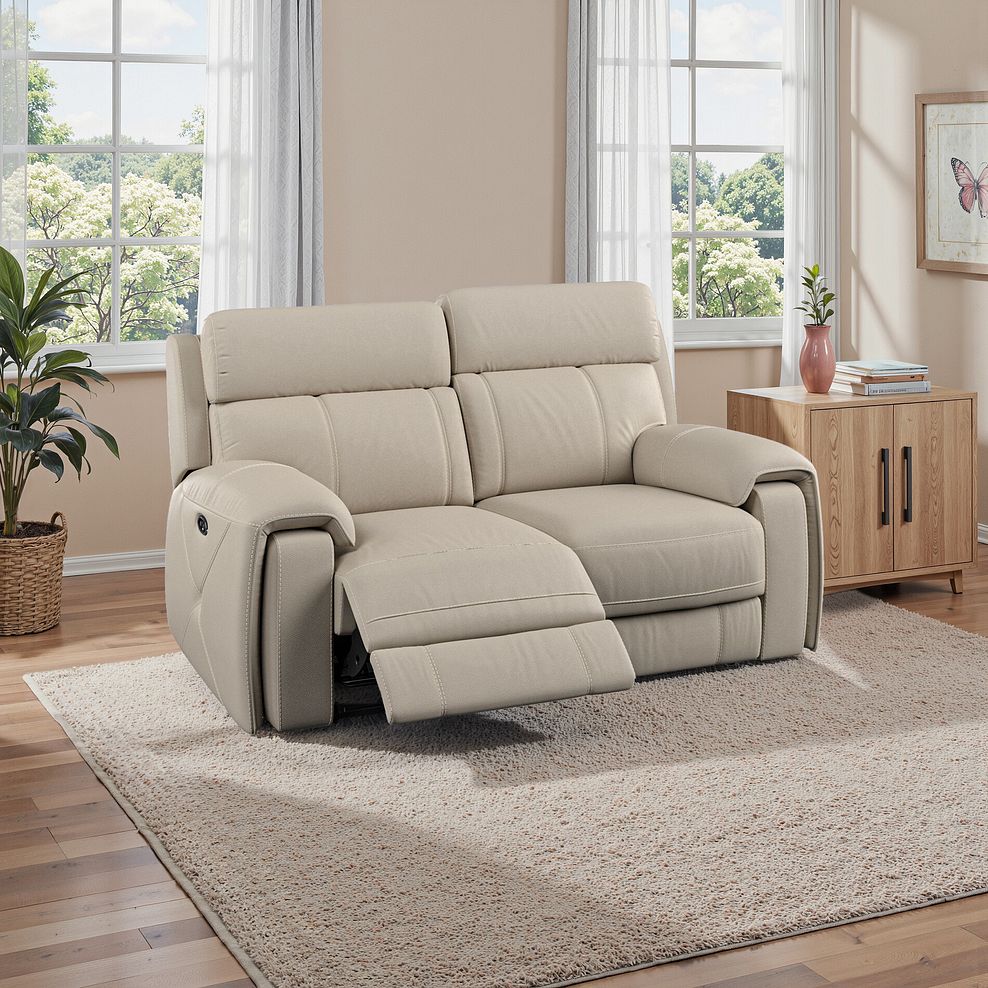 Leo 2 Seater Recliner Sofa in Pebble Leather 1