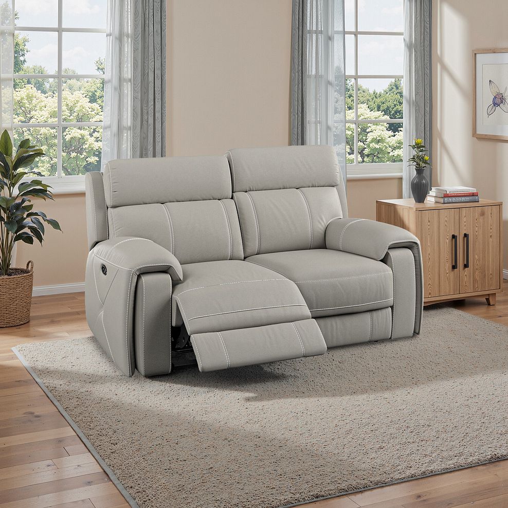 Leo 2 Seater Recliner Sofa in Taupe Leather 1
