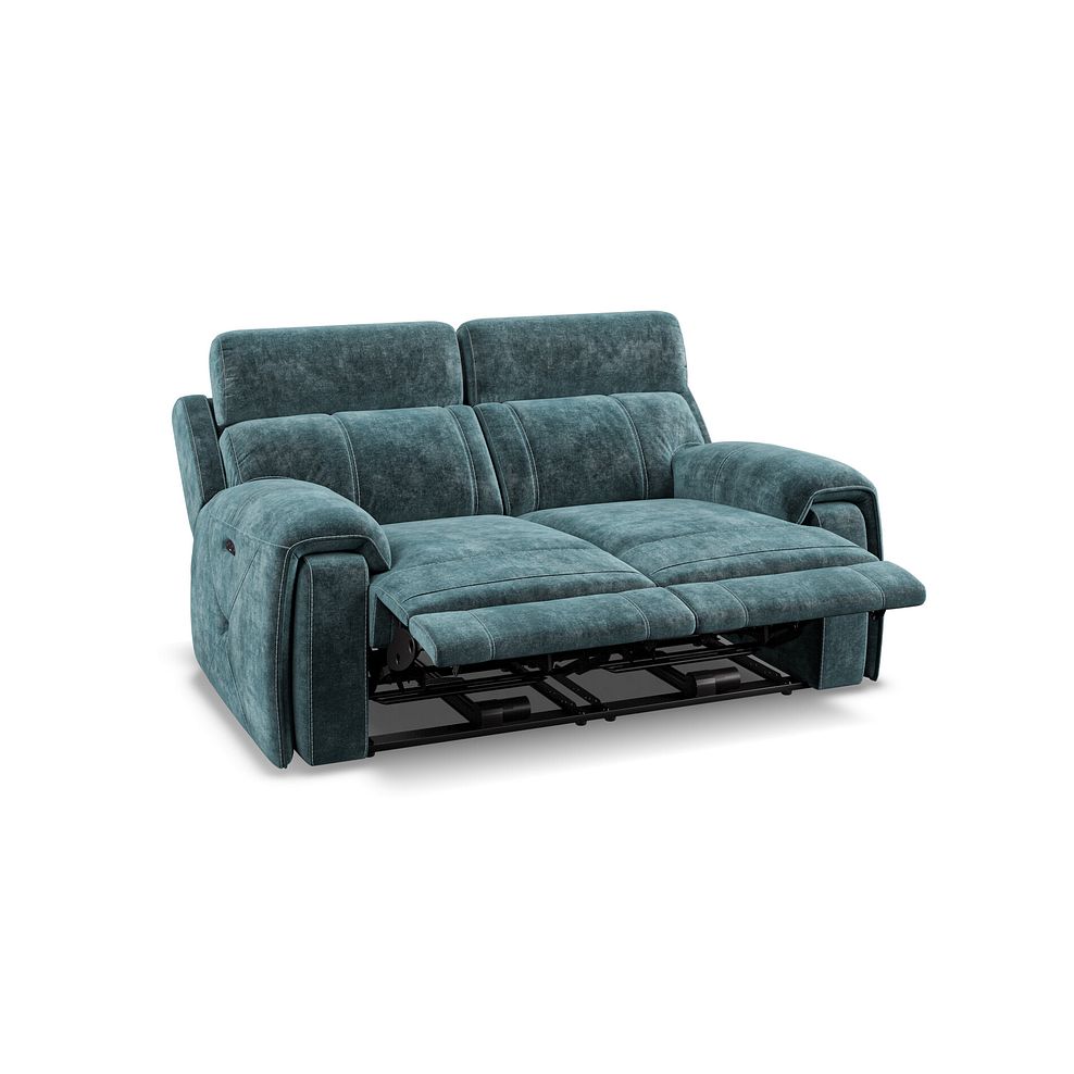 Leo 2 Seater Recliner Sofa with Adjustable Headrests in Descent Blue Fabric Thumbnail 4