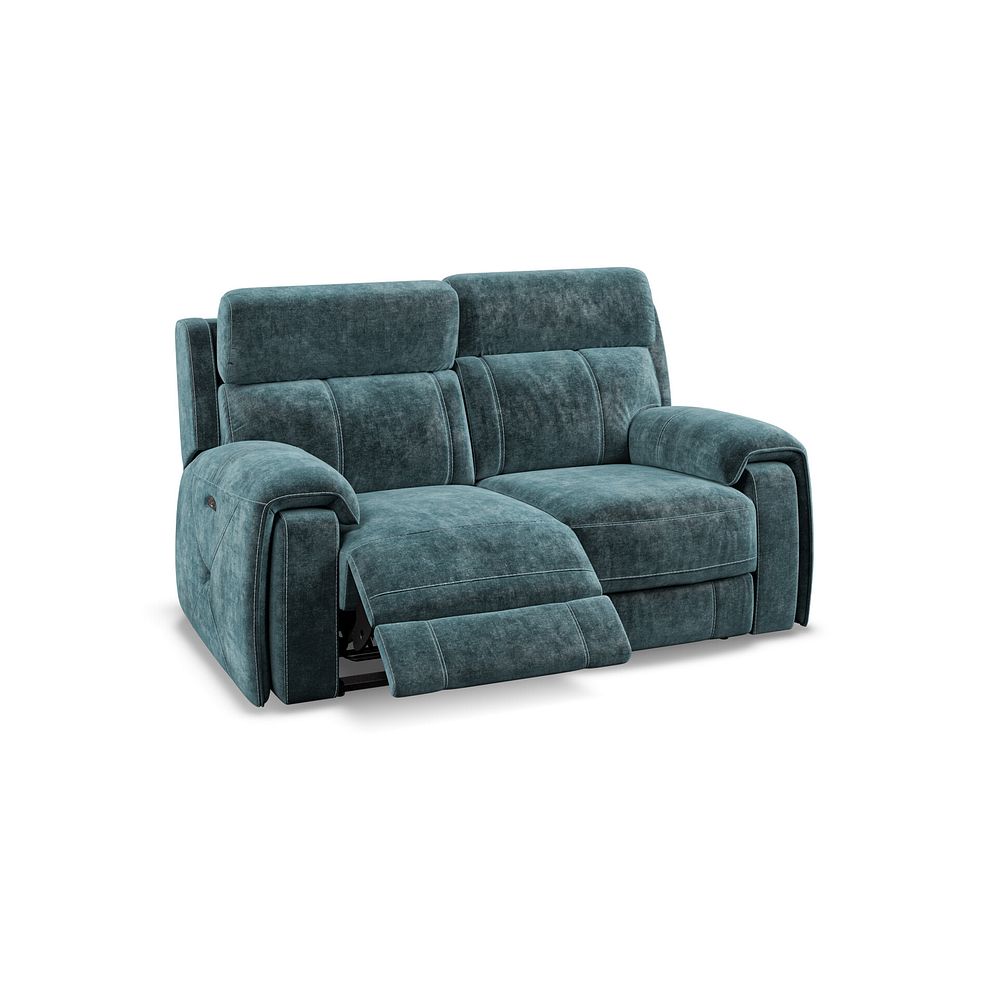 Leo 2 Seater Recliner Sofa with Adjustable Headrests in Descent Blue Fabric 2