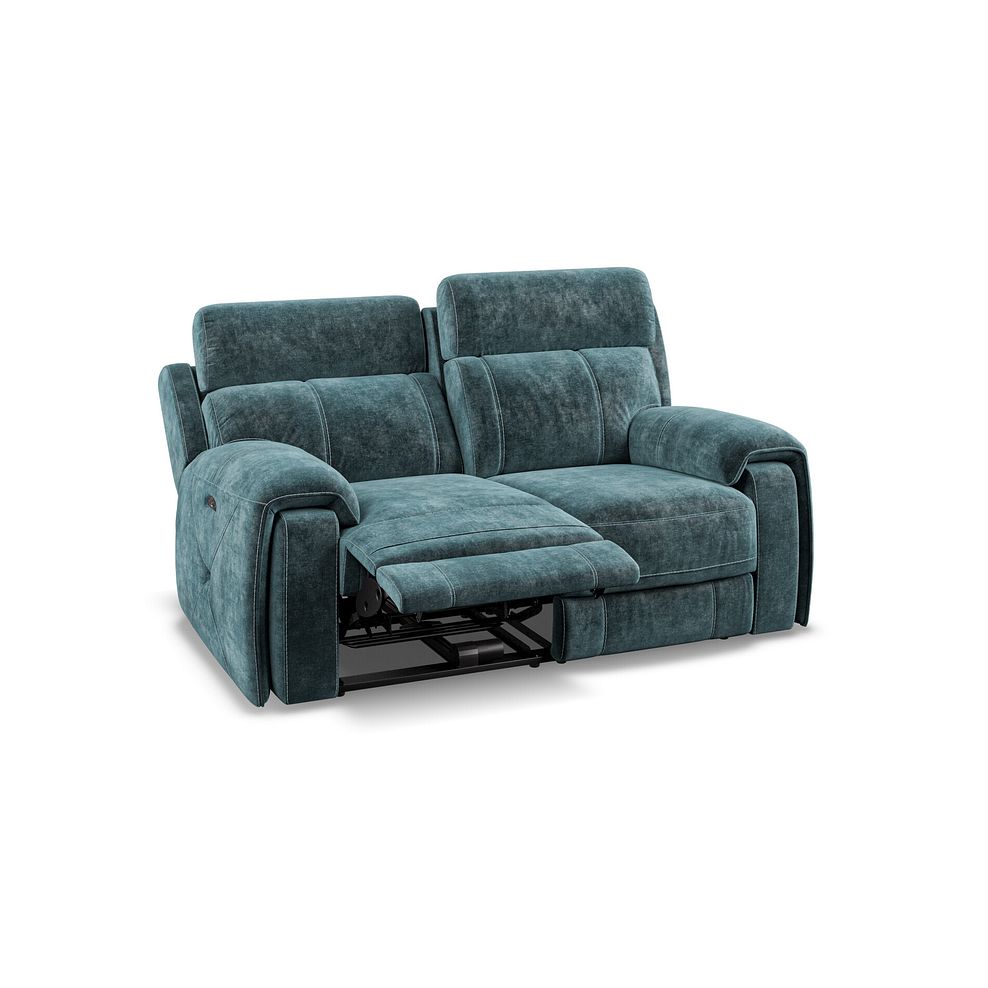 Leo 2 Seater Recliner Sofa with Adjustable Headrests in Descent Blue Fabric 3